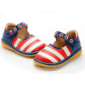 New Baby Girl Red White Strips Navy Heel Squeaky Shoes